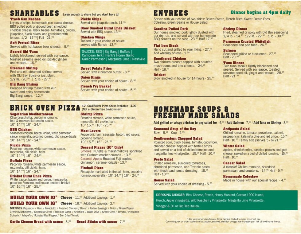 Menu | The Pelican's Nest